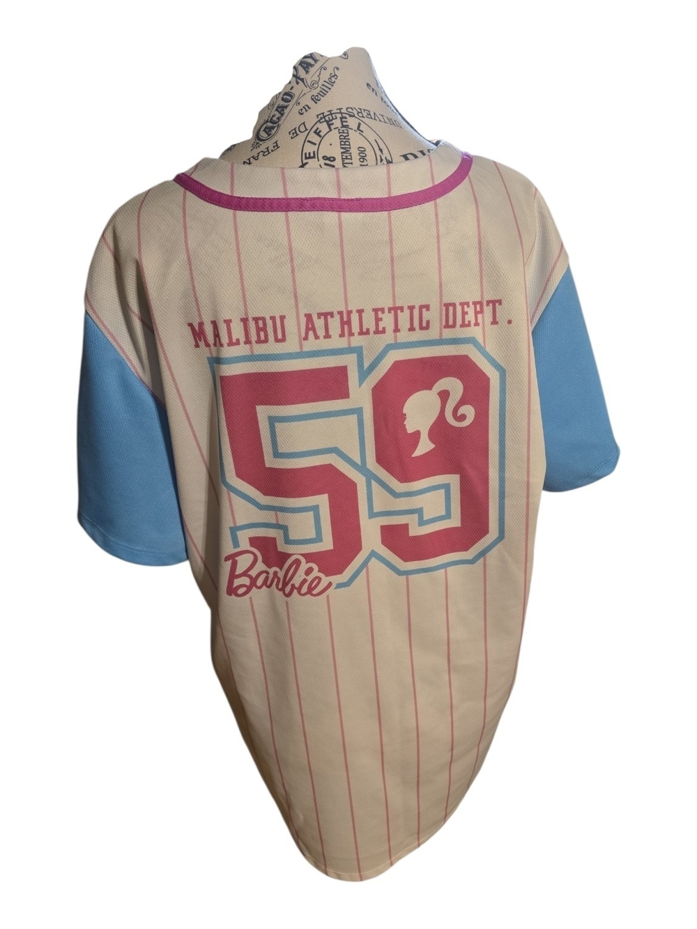 Barbie Pink & Light Blue Girls' Baseball Jersey Top - Picture 2 of 6